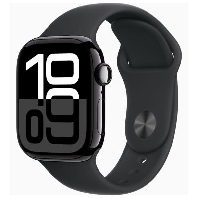 Apple Watch Series 10 GPS 46mm Klavírně černý hliník s černým sportovním řemínkem - S/M