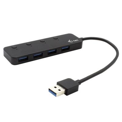 i-tec USB HUB METAL/ 4 porty/ USB 3.0/ tlačítko On/Off pro zapnutí a vypnutí/ kovový/ černý