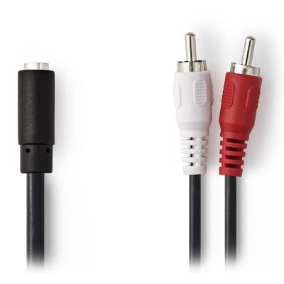NEDIS stereofonní audio kabel/ 2x RCA zástrčka - 3,5mm zásuvka/ černý/ box/ 20cm