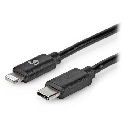NEDIS Lightning kabel/ USB 2.0/ Apple Lightning 8pinový/ USB-C zástrčka/ kulatý/ černý/ 1m