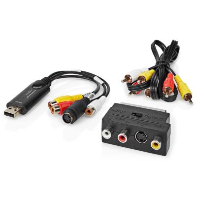 NEDIS video převodník/ USB 2.0/ 480p/ A/V kabel/ SCART/ 3x RCA zásuvka/ S-video zásuvka/ černý