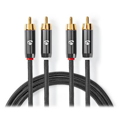 NEDIS PROFIGOLD stereo audio kabel/ 2x RCA zástrčka - 2x RCA zástrčka/ bvlna/ šedý/ BOX/ 2m