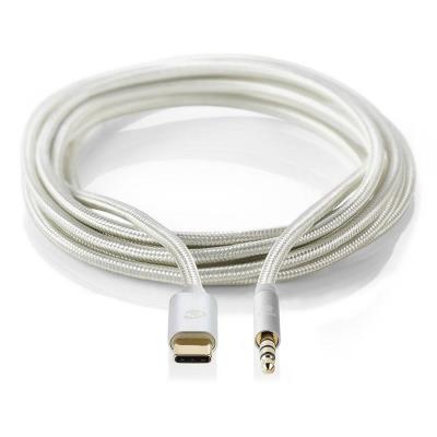 NEDIS PROFIGOLD USB-C/USB 2.0 adaptér/ USB-C zástrčka - 3,5 jack mm zástrčka/ nylon/ stříbrný/ BOX/ 1m