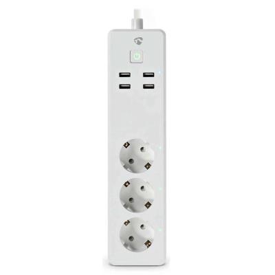 NEDIS Wi-Fi chytrý prodlužovací přívod/ 3x zásuvka typu F/ 16A/ 4x USB/ 1,8m/ Android/ iOS/ Nedis® SmartLife/ bílá