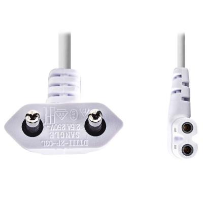 NEDIS napájecí kabel pro adaptéry/ Euro zástrčka - konektor IEC-320-C7/ úhlový-úhlový/ dvoulinka/ bílý/ bulk/ 3m