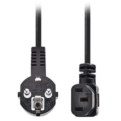NEDIS napájecí kabel 230V/ přípojný 10A/ úhlový konektor IEC-320-C13/ úhlová zástrčka Schuko/ černý/ bulk/ 2m