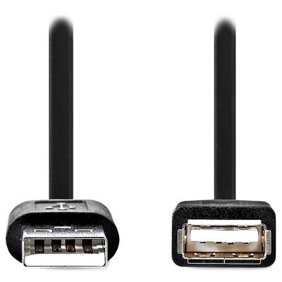 NEDIS prodlužovací kabel USB 2.0/ zástrčka USB-A - zásuvka USB-A/ poniklované konektory/ černý/ bulk/ 1m