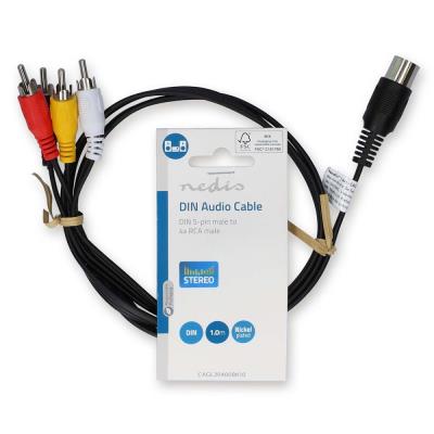 NEDIS redukční audio kabel DIN/ 5pin zástrčka DIN - 4× zástrčka RCA/ černý/ bulk/ 1m