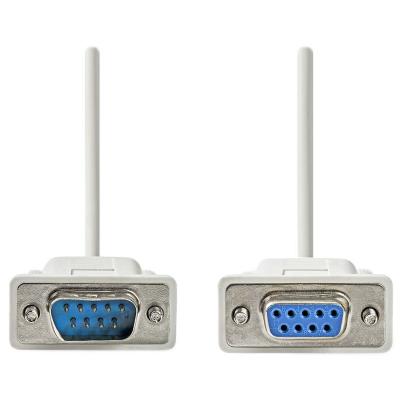 NEDIS sériový kabel/ D-SUB 9-pin zástrčka - D-SUB 9-pin zásuvka/ slonovinová/ bulk/ 2m