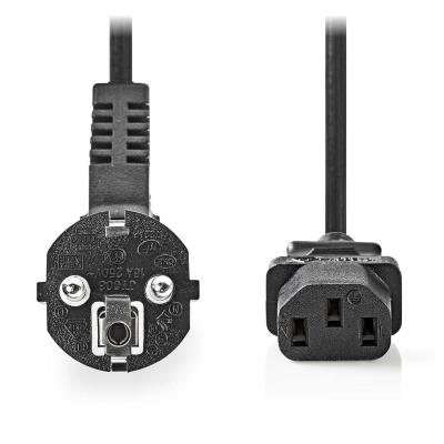 NEDIS napájecí kabel/ Typ F zástrčka - IEC-320-C13/ přímý/ úhlový/ černý/ bulk/ 2m