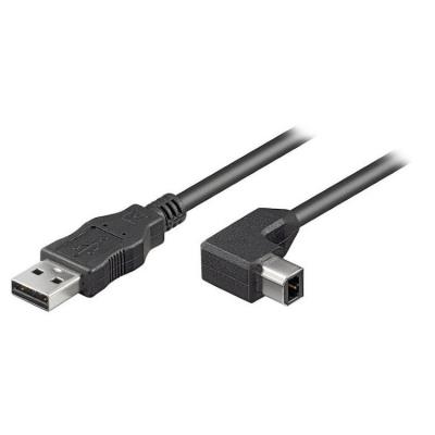 PremiumCord Kabel USB 2.0/ A-B se zahnutým USB-B konektorem 90°/ 2m/ černý