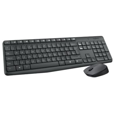 Logitech set MK235/ Bezdrátová klávesnice + myš/ 2.4GHz/ USB přijímač/ CZ/ šedý