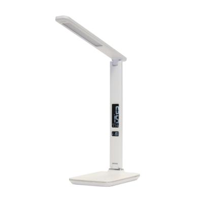 IMMAX LED stolní lampička Kingfisher/ 9W/ 450lm/ 12V/1A/ 3 různé barvy světla/ sklápěcí rameno/ USB/ bílá