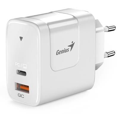 GENIUS nabíječka PD-65AC, 65W, rychlé nabíjení, USB-C PD3.0, USB-A QC3.0, bílá