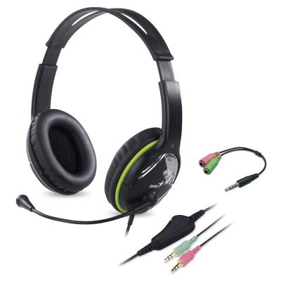 GENIUS headset HS-400A, 2x 3,5 jack, redukce na single jack