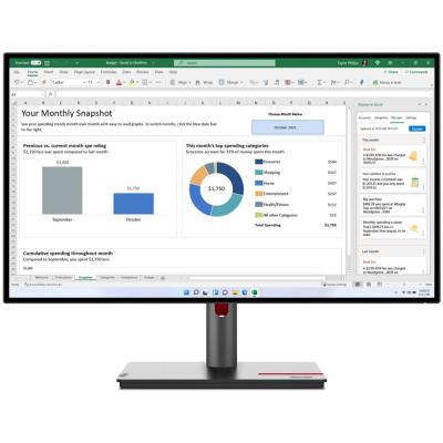 Lenovo P27q-30/ 27" IPS/ 2560x1440/ 16:9/ 350cd/m2cmd/ 1000:1 / 4ms/ HDMI/ DP/ USB/ VESA/ černý