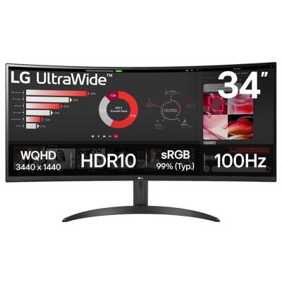 LG monitor 34WR50QK-B VA 34" QHD zakřivený / 3440x1440 /21:9/ 300 cd/m2/ 5ms (GtG)/ HDMI /DP/on screen control /HDR 10