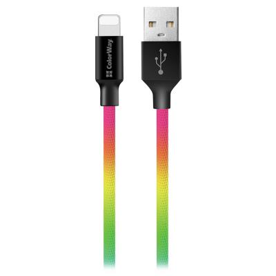 Colorway Datový Kabel USB/ Apple Lightning/ 2.4A/ 1m/ Multicolor