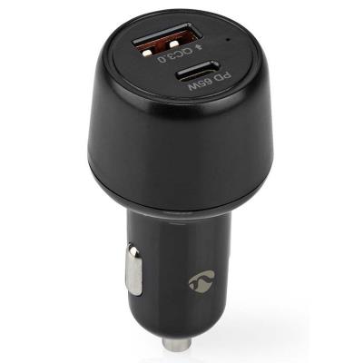 NEDIS nabíječka do auta/ 65 W/ 12 - 24 V DC/ 3.25 A/ USB-A/ USB-C/ automatická volba napětí/  černá