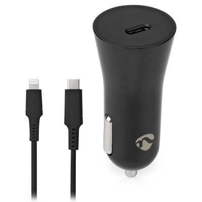 NEDIS nabíječka do auta/ 20 W/ 12 - 24 V DC/ 3.0 A/ USB-C/ automatická volba napětí/ černá/ kabel 1 m