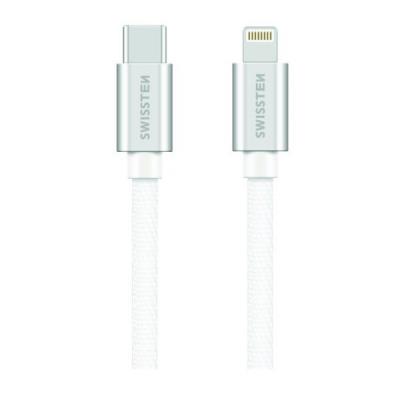 Swissten Datový Kabel Textile USB-C / Lightning 1,2 M Stříbrný