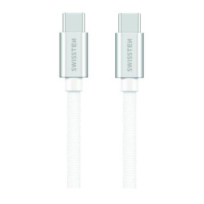 Swissten Datový Kabel Textile USB-C / USB-C 1,2 M Stříbrný