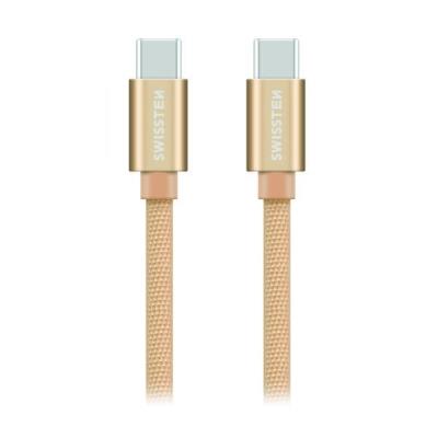 Swissten Datový Kabel Textile USB-C / USB-C 1,2 M Zlatý