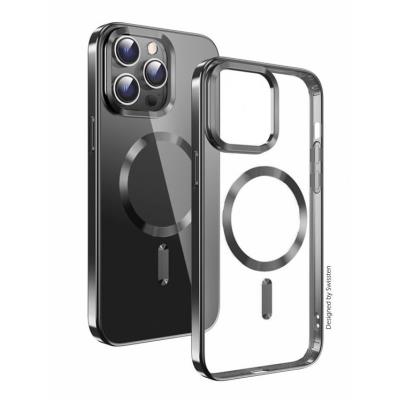 Swissten POUZDRO CLEAR JELLY MagStick METALLIC PRO IPHONE 15 Plus ČERNÉ