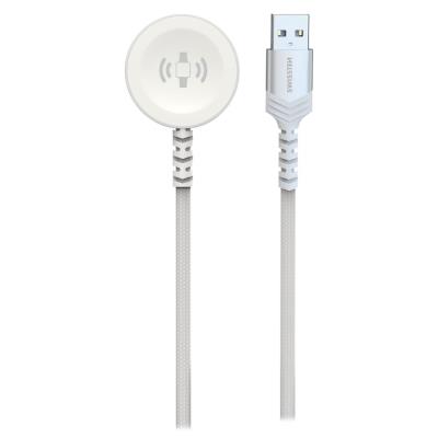 Swissten opletený magnetický kabel pro apple watch kovový, usb-a 1.2 m bílý