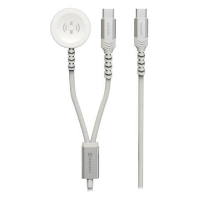 Swissten opletený magnetický kabel 2v1 pro apple watch a usb-c, usb-c 1.2 m bílý