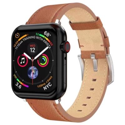 Swissten řemínek pro apple watch kožený 42 / 44 / 45 / 49 mm hnědý (stříbrná spona a stříbrné poutko)