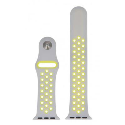 Swissten řemínek pro apple watch silikonový - sport 42 / 44 / 45 / 49 mm stříbrno/žlutý