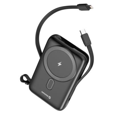 Swissten power bank 10000 mah pd 20w s integrovanými kabely  usb-c a lightning (kompatibilní s magsafe)
