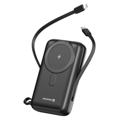 Swissten power bank 20000 mah pd 20w s integrovanými kabely  usb-c a lightning (kompatibilní s magsafe)