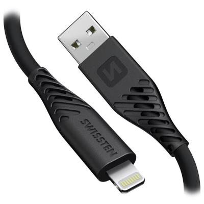 Swissten datový kabel soft silicone usb / lightning 1,5 m 60w černý