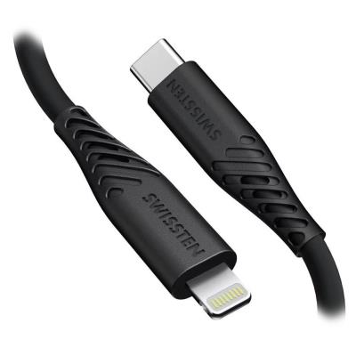 Swissten datový kabel soft silicone usb-c / lightning 1,5 m 60w černý