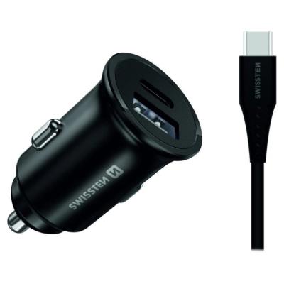 Swissten cl pro samsung super fast charging 35w + kabel usb-c/usb-c 1,2 m black