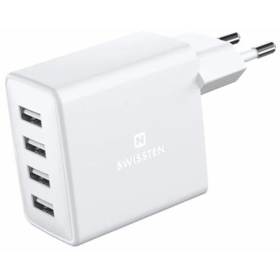 Swissten síťový adaptér 4x usb 20w bílý