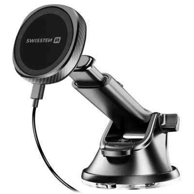 Swissten magnetický držák do auta s bezdrátovým nabíjením 15w dashboard (kompatibilní s magsafe)