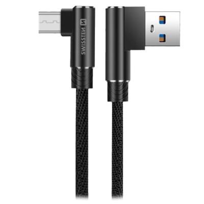 Swissten textilní datový kabel arcade usb / micro usb 1,2 m černý