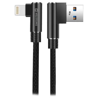 Swissten textilní datový kabel arcade usb / lightning 1,2 m černý