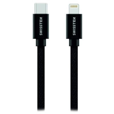 Swissten datový kabeltextile usb-c / lightning 2,0 m černý