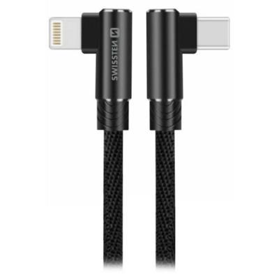 Swissten textilní datový kabel arcade usb-c / lightning 1,2 m černý