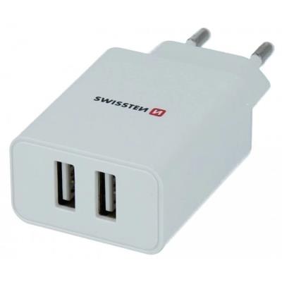 Swissten síťový adaptér smart ic 2x usb 2,1a power bílý (samoprodavač)