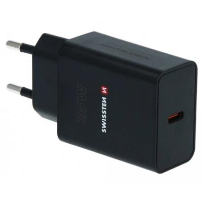 Swissten síťový adaptér pd 25w pro iphone a samsung černý (eco balení)