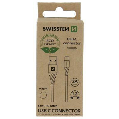 Swissten datový kabelusb/usb-c  bílý 1,2m  (eco balení)