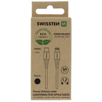 Swissten datový kabelusb-c/lightning černý 1,2m  (eco balení)