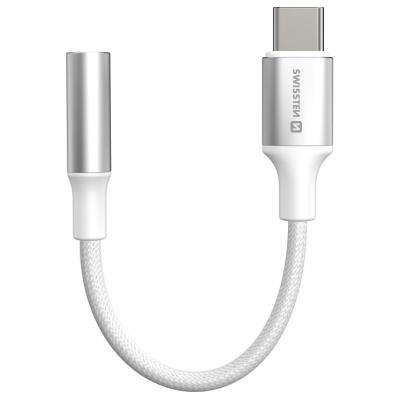 Swissten audio adaptértextile usb-c (samec) / 3,5mm aux 0,15 m bílý (nahrazuje 73501302)