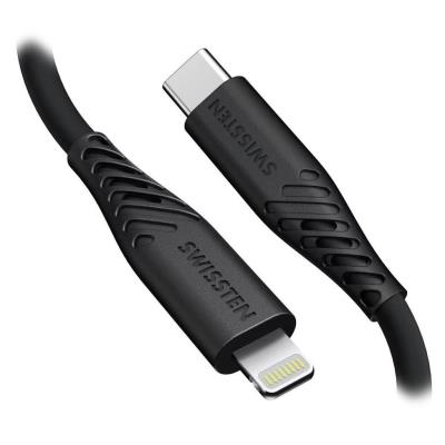 Swissten datový kabel soft silicone usb-c / lightning 0,4 m černý