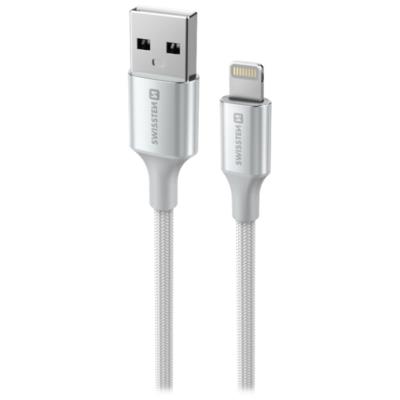 Swissten datový kabeltextile ii usb / lightning 1,5 m bílý